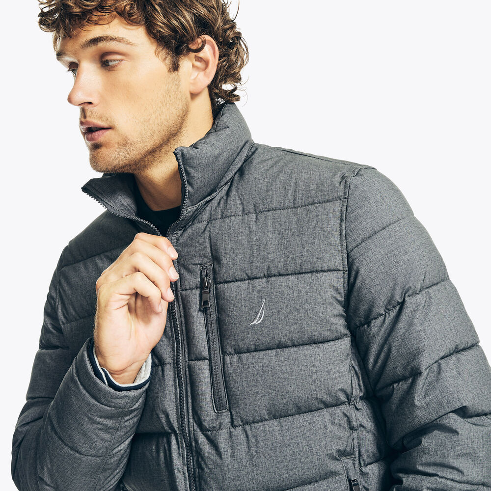 QUILTED PUFFER JACKET,Grey Heather,large