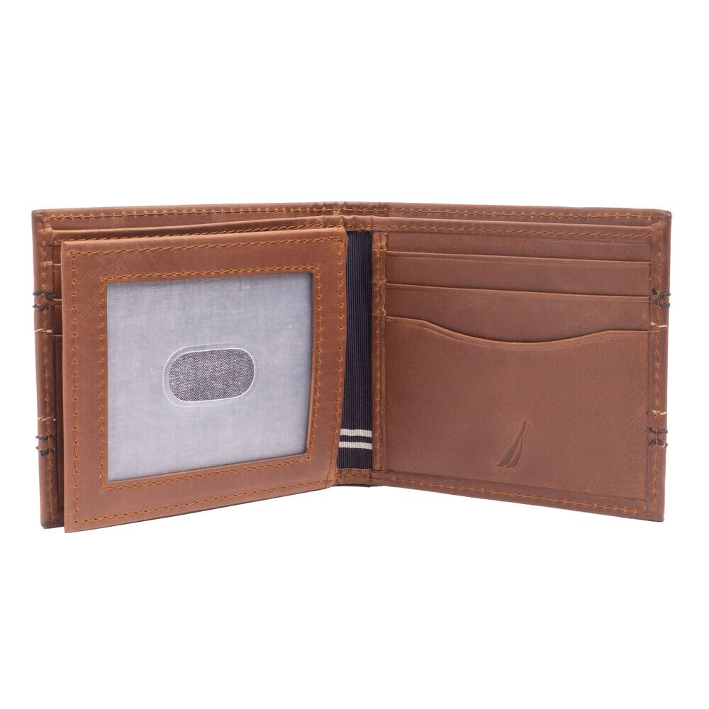 EMBROIDERED LEATHER SLIMFOLD WALLET,Military Tan,large