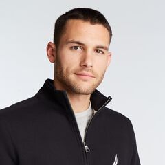 BIG & TALL QUARTER ZIP FLEECE PULLOVER,True Black,large