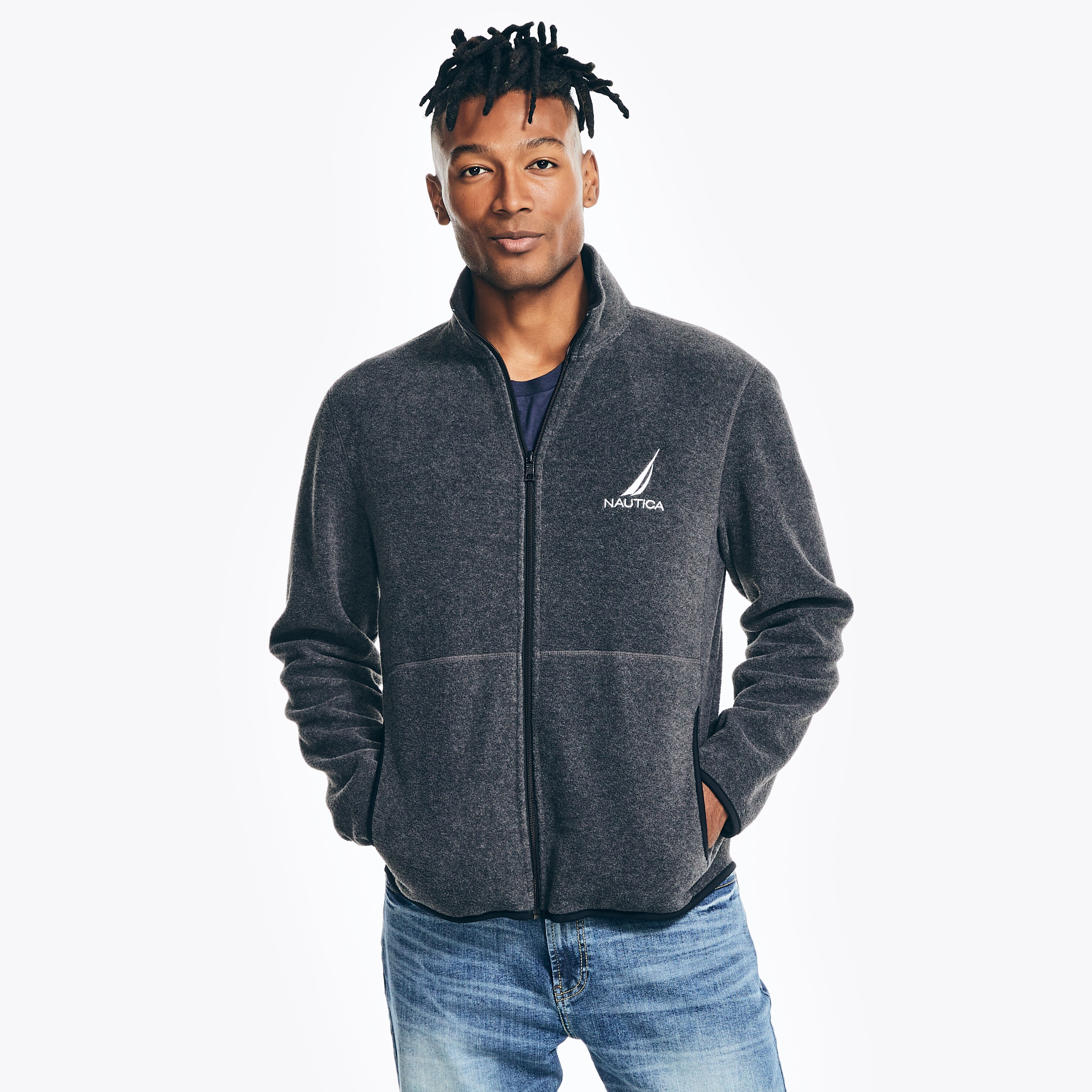 Download Nautica Men's Nautex Fleece Mock Neck Full Zip Jacket Navy ...