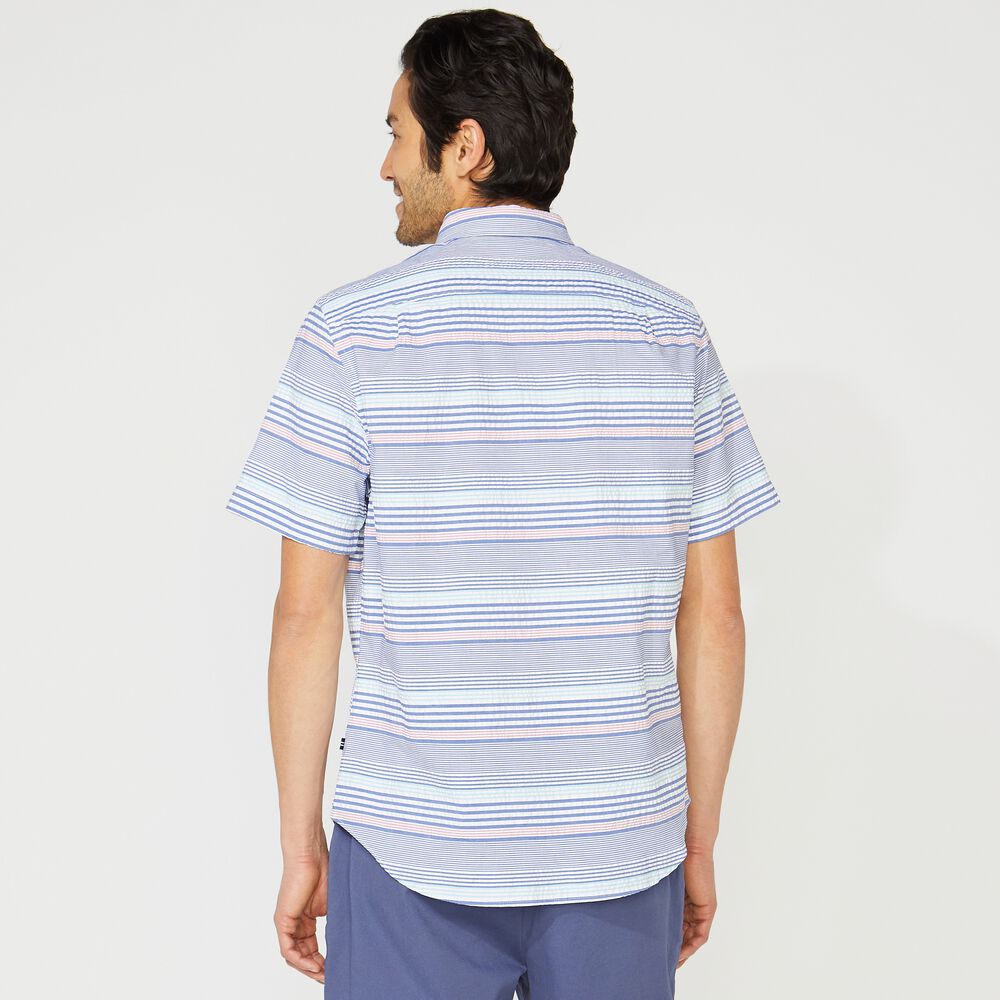 CLASSIC FIT SEERSUCKER STRIPE SHIRT,Star Sapphire,large