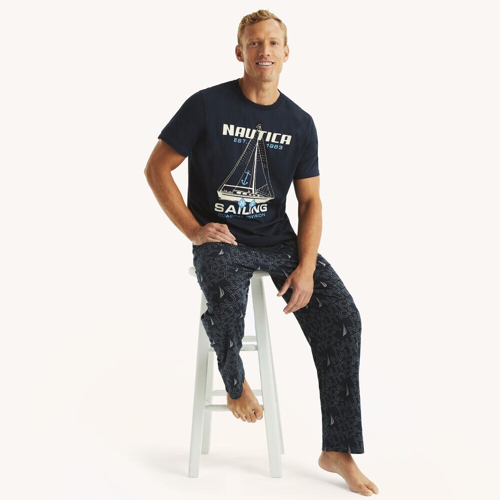 Coastal Sailing Sleep T-Shirt,Navy,large