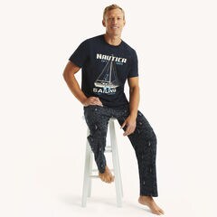 Coastal Sailing Sleep T-Shirt,Navy,large