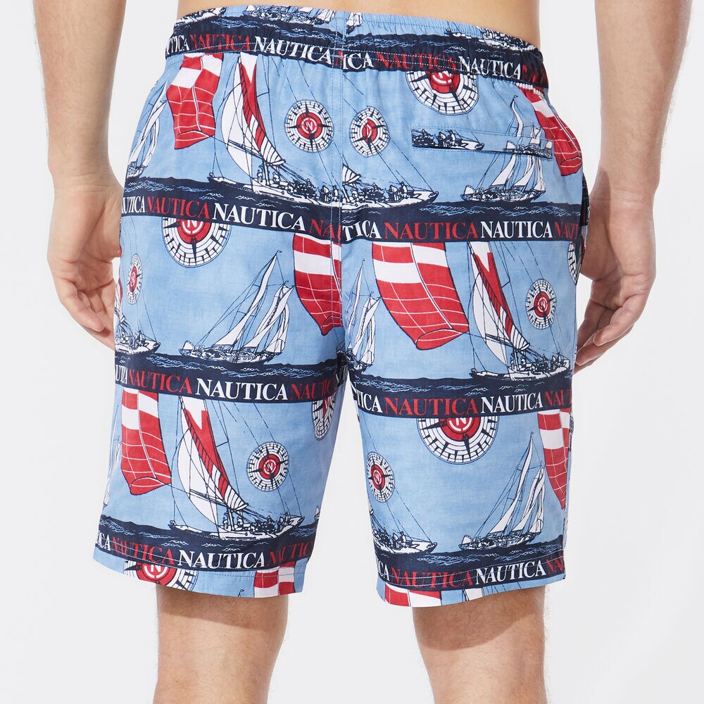 8" SAILING PRINT SWIM,Riviera Blue,large