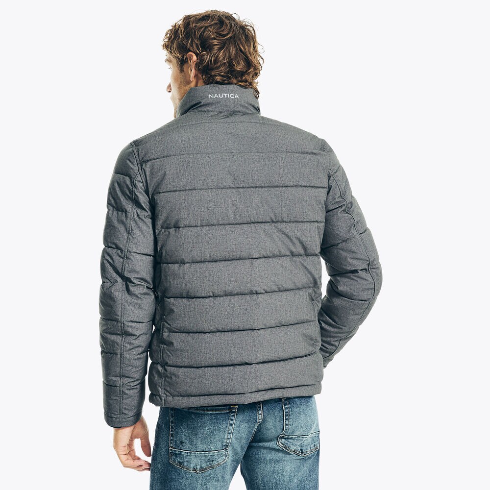 QUILTED PUFFER JACKET,Grey Heather,large
