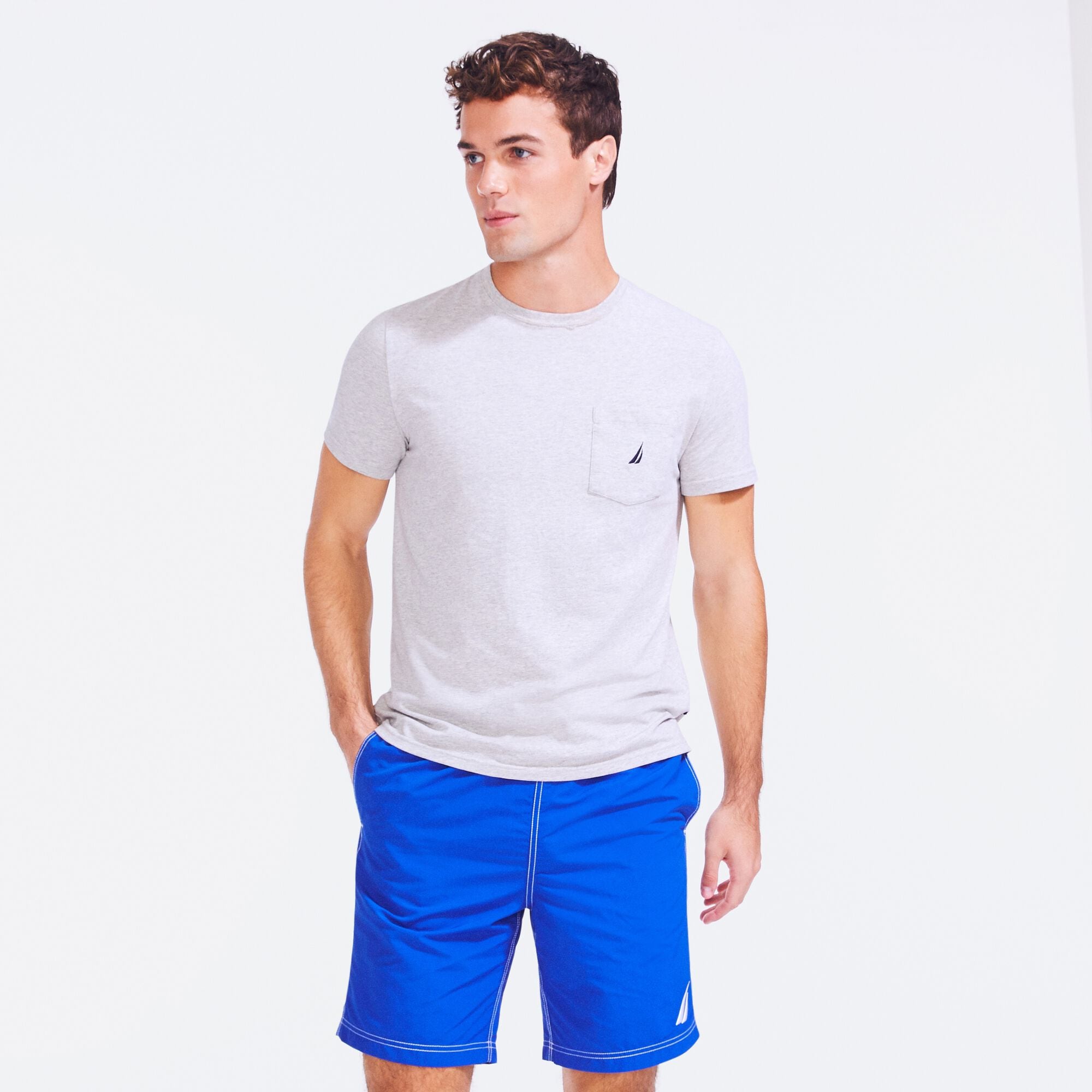 BRAND ICON POCKET T-SHIRT,Grey Heather,large