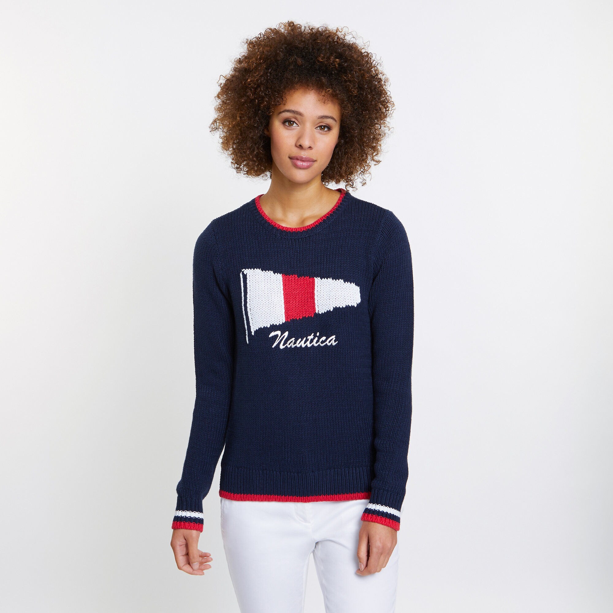 SIGNAL FLAG LOGO SWEATER,Stellar Blue Heather,large