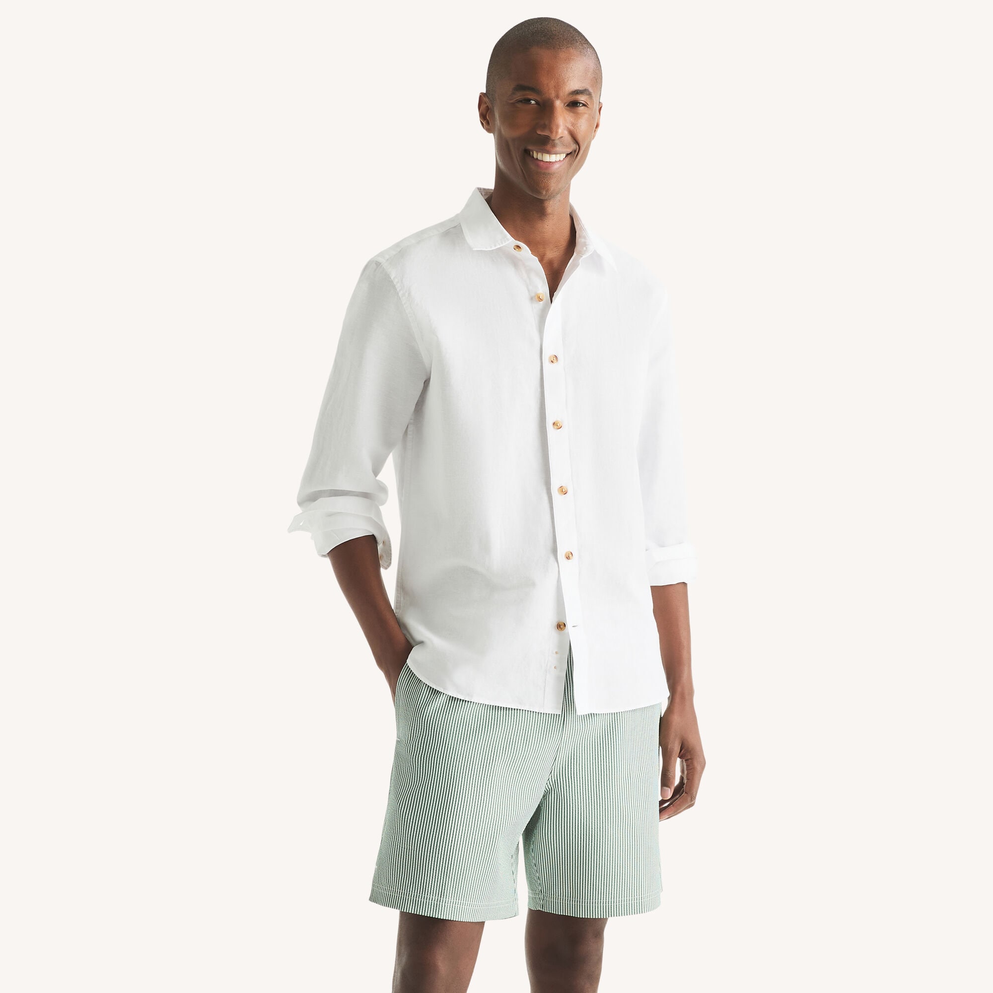 Linen Shirt,Bright White,large