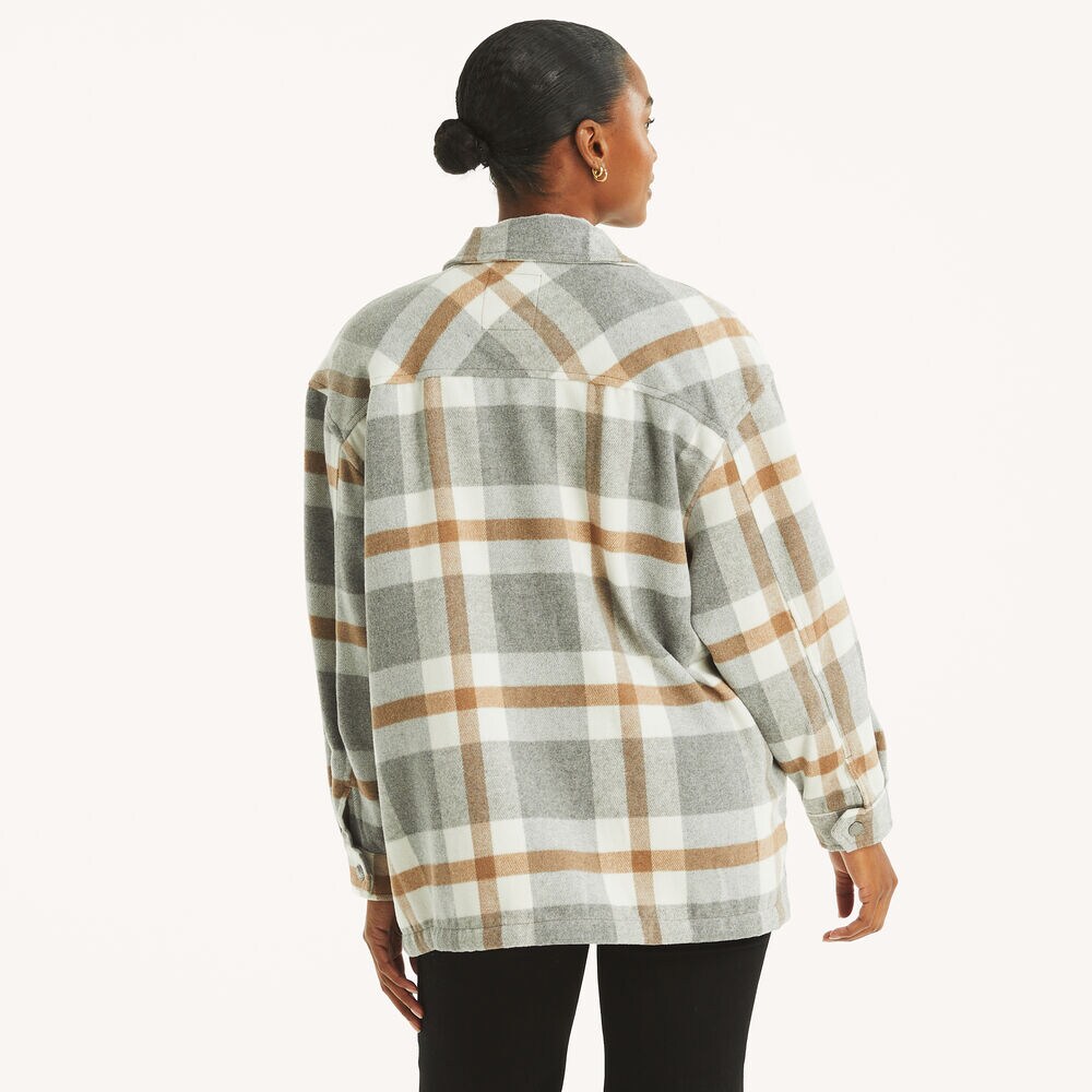 Plaid Shacket,Grey Ice,large