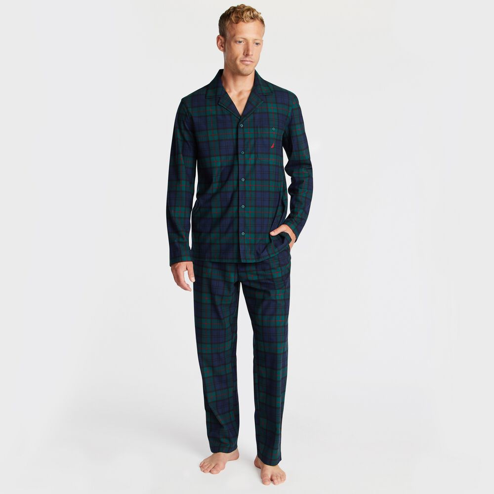 PLAID PAJAMA SET,Kelp Seas,large