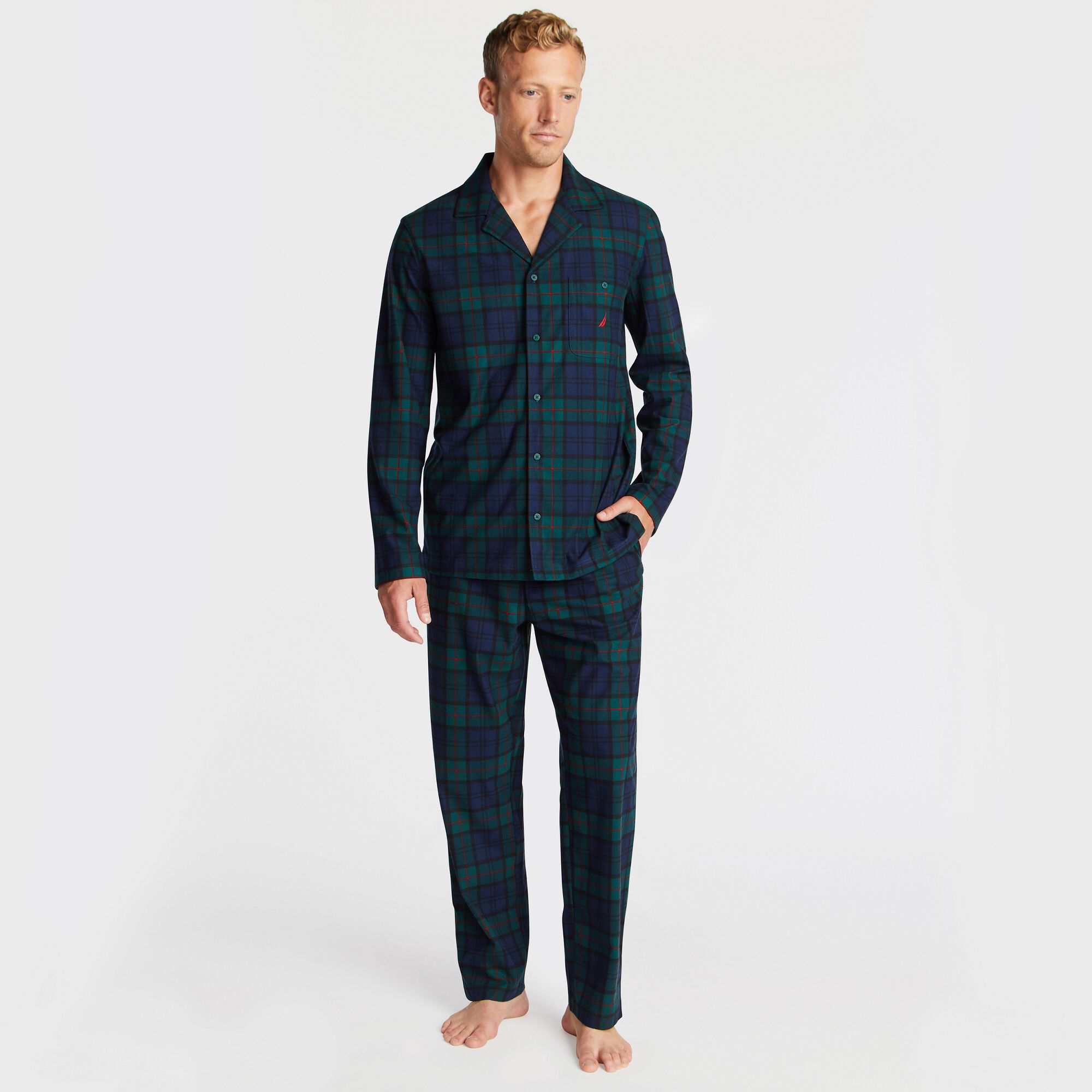 PLAID PAJAMA SET,Kelp Seas,large