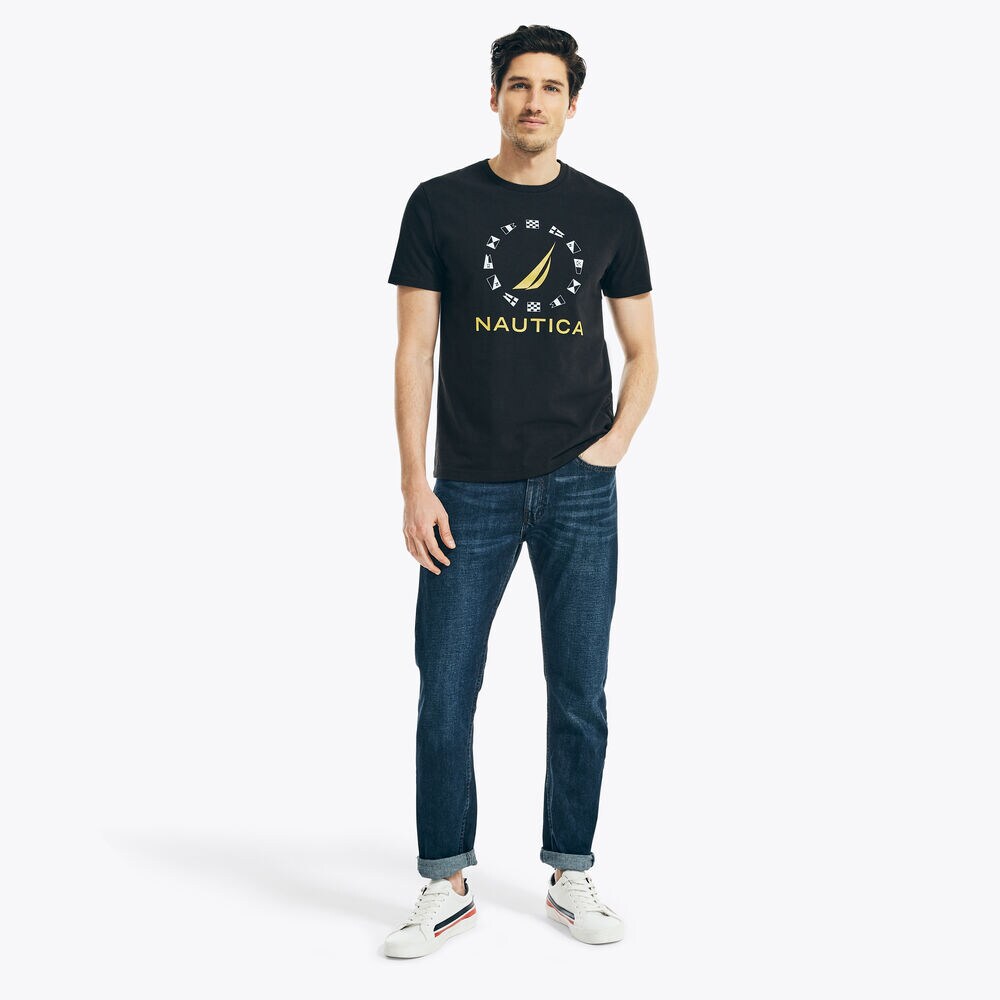 SUSTAINABLY CRAFTED FLAG GRAPHIC T-SHIRT,True Black,large