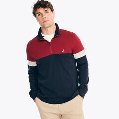 Colorblock Quarter-Zip Pullover,Melonberry,large