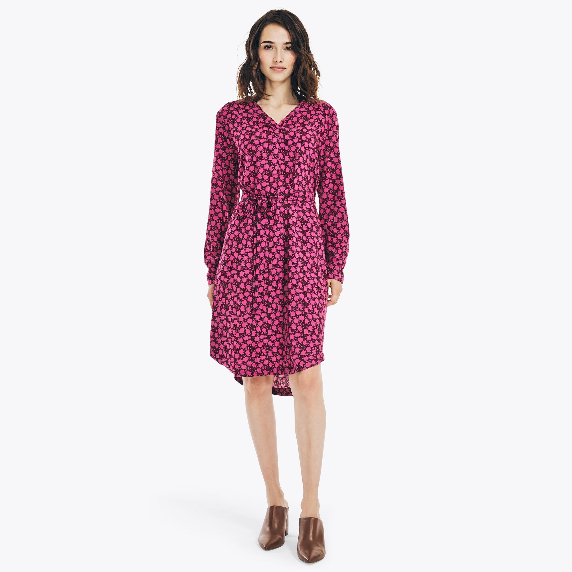 SUSTAINABLY CRAFTED FLORAL BELTED SHIRT DRESS,Parfait Pink,large