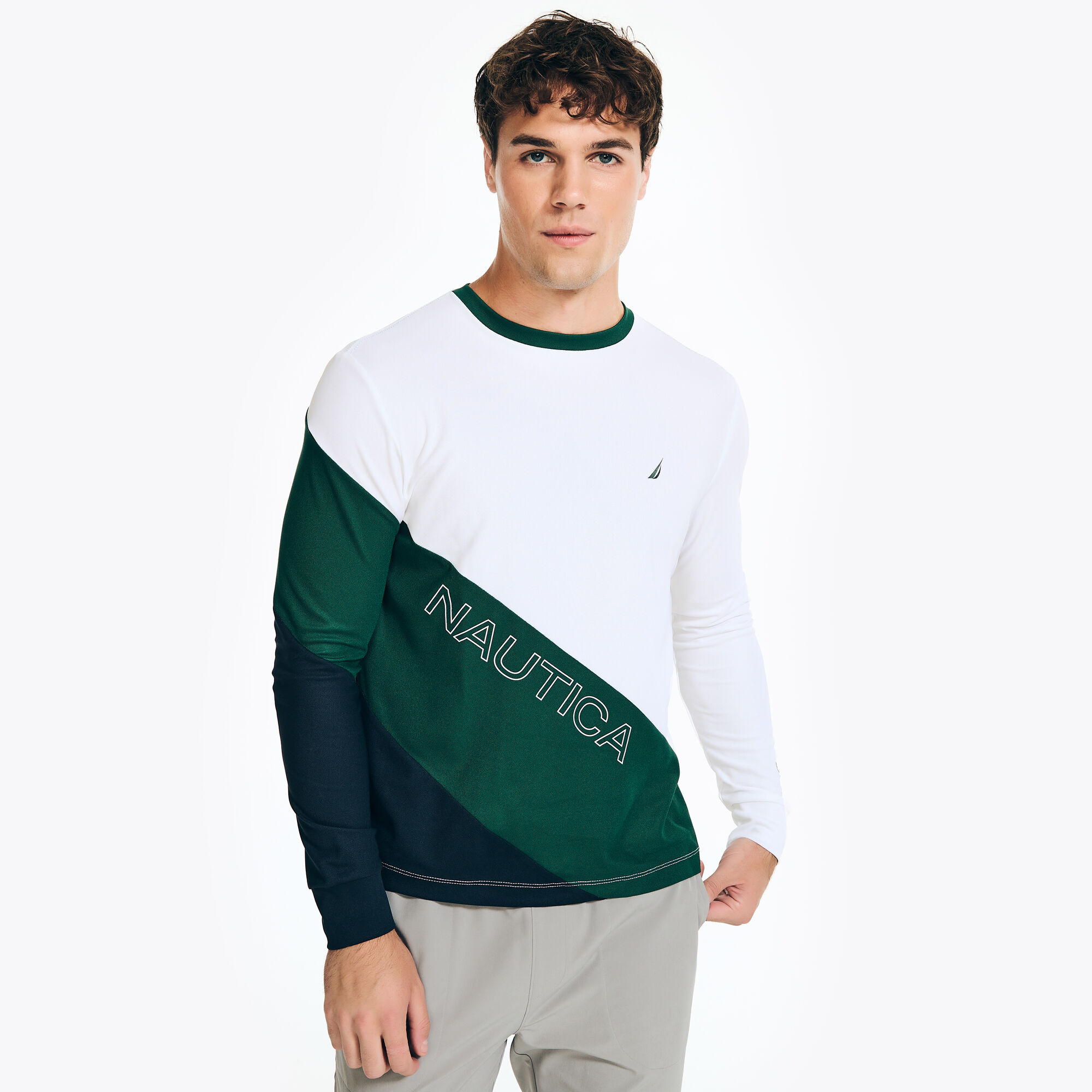 Navtech Colorblock Long-Sleeve T-Shirt,Bright White,large