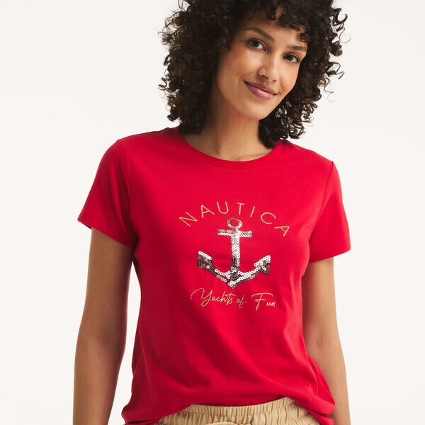 Glitter Anchor Yachts of Fun Graphic T-Shirt
