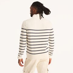 Navtech Striped Quarter-Zip Sweater,Marshmallow,large
