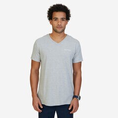 Big & Tall V-Neck Logo T-Shirt,Grey Heather,large