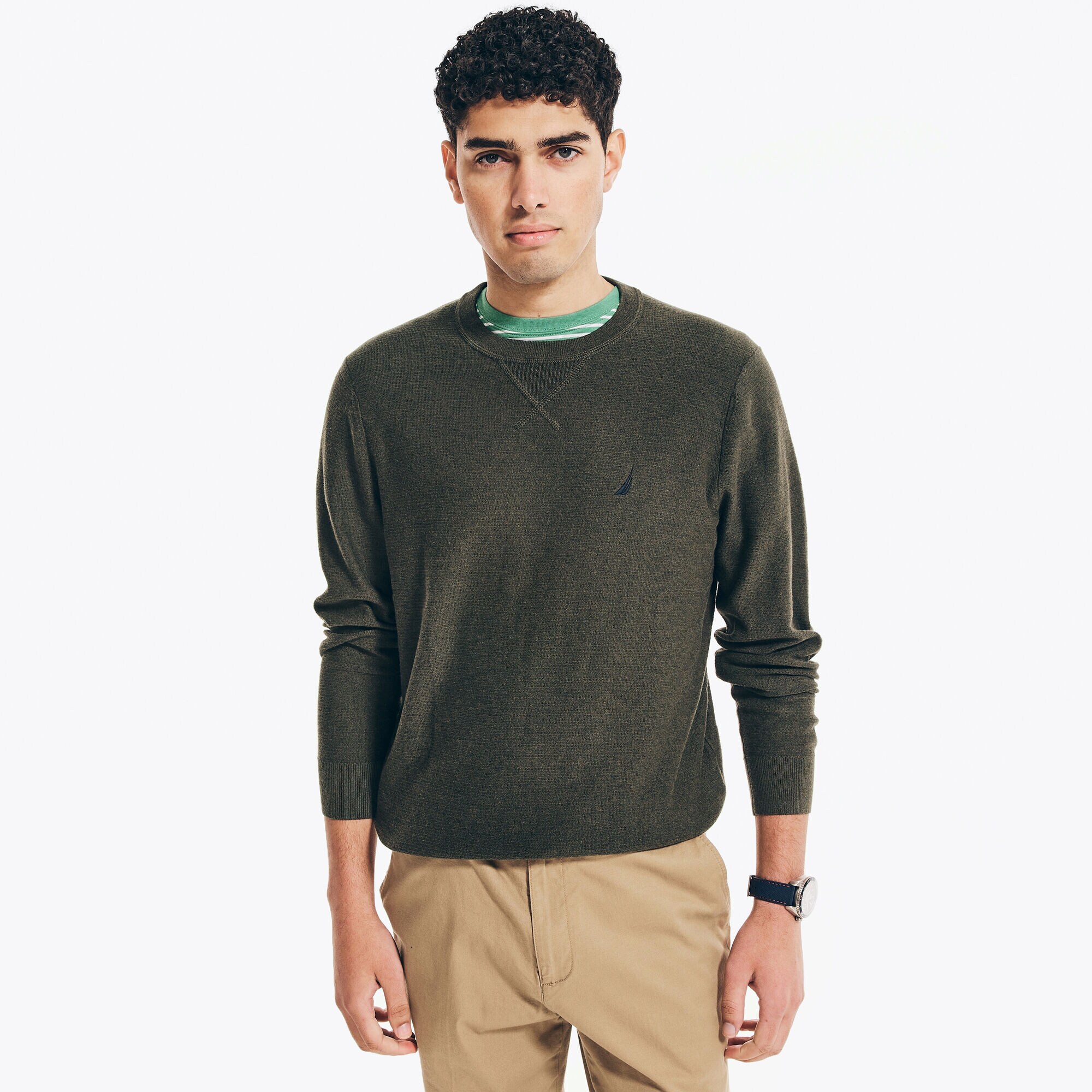 Navtech Textured Crewneck Sweater,Dark Hunter,large
