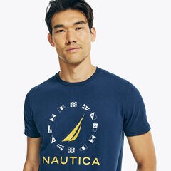 SUSTAINABLY CRAFTED FLAG GRAPHIC T-SHIRT,Deep Dive Wash,large
