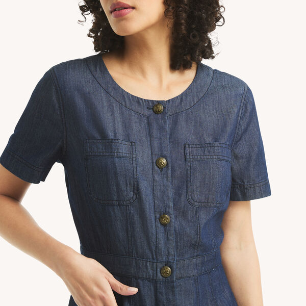 Button-Up Denim Dress