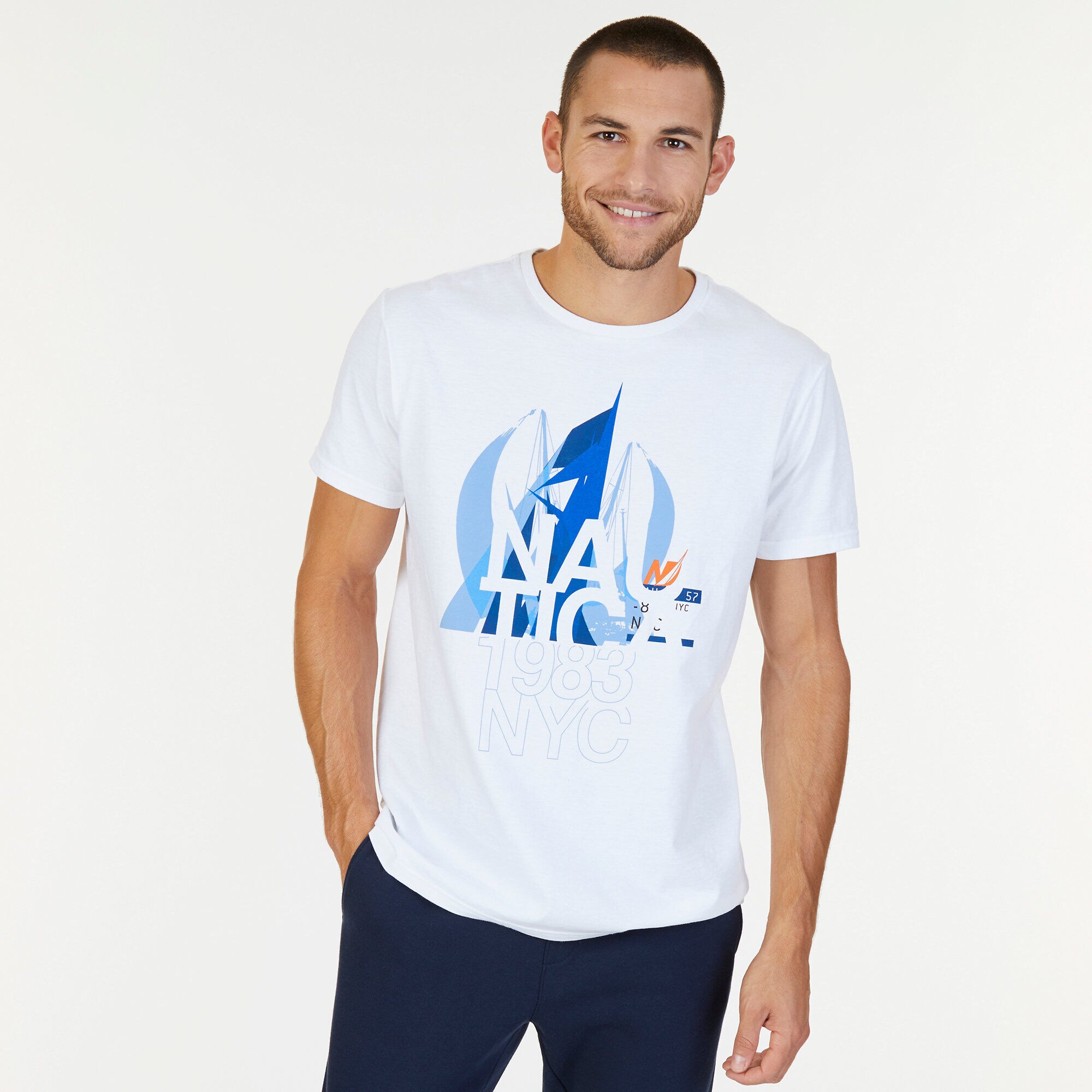 1983 NYC Graphic T-Shirt,Bright White,large
