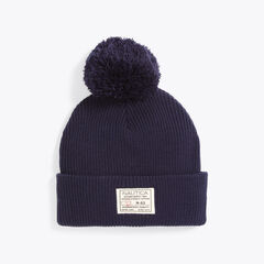 Rib-Knit Pom Hat,Aquadream,large