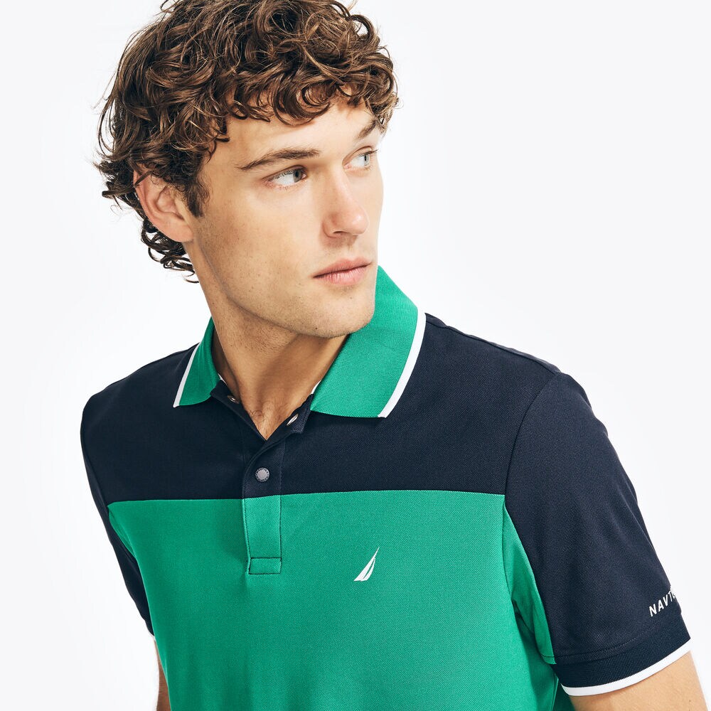 NAVTECH SUSTAINABLY CRAFTED CLASSIC FIT COLORBLOCK POLO,Navy,large