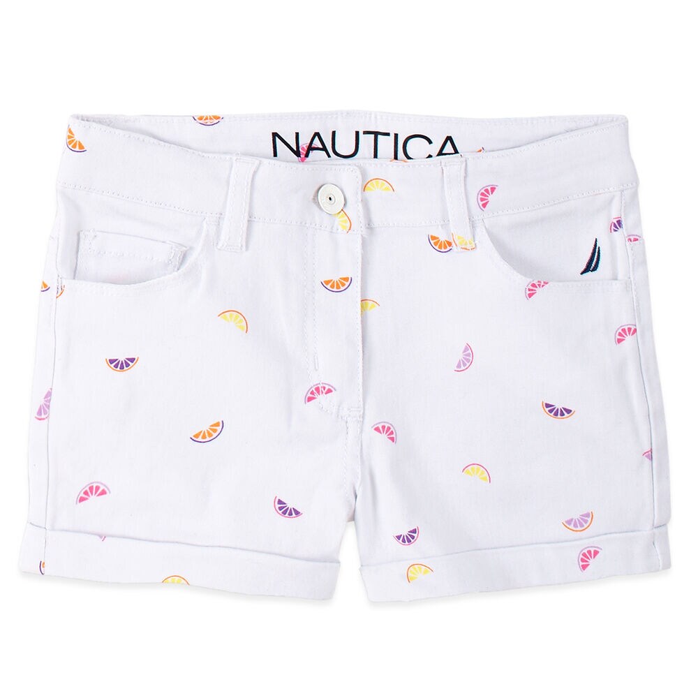LITTLE GIRLS' FRUIT PRINTED DENIM SHORTS (4-7),Antique White Wash,large