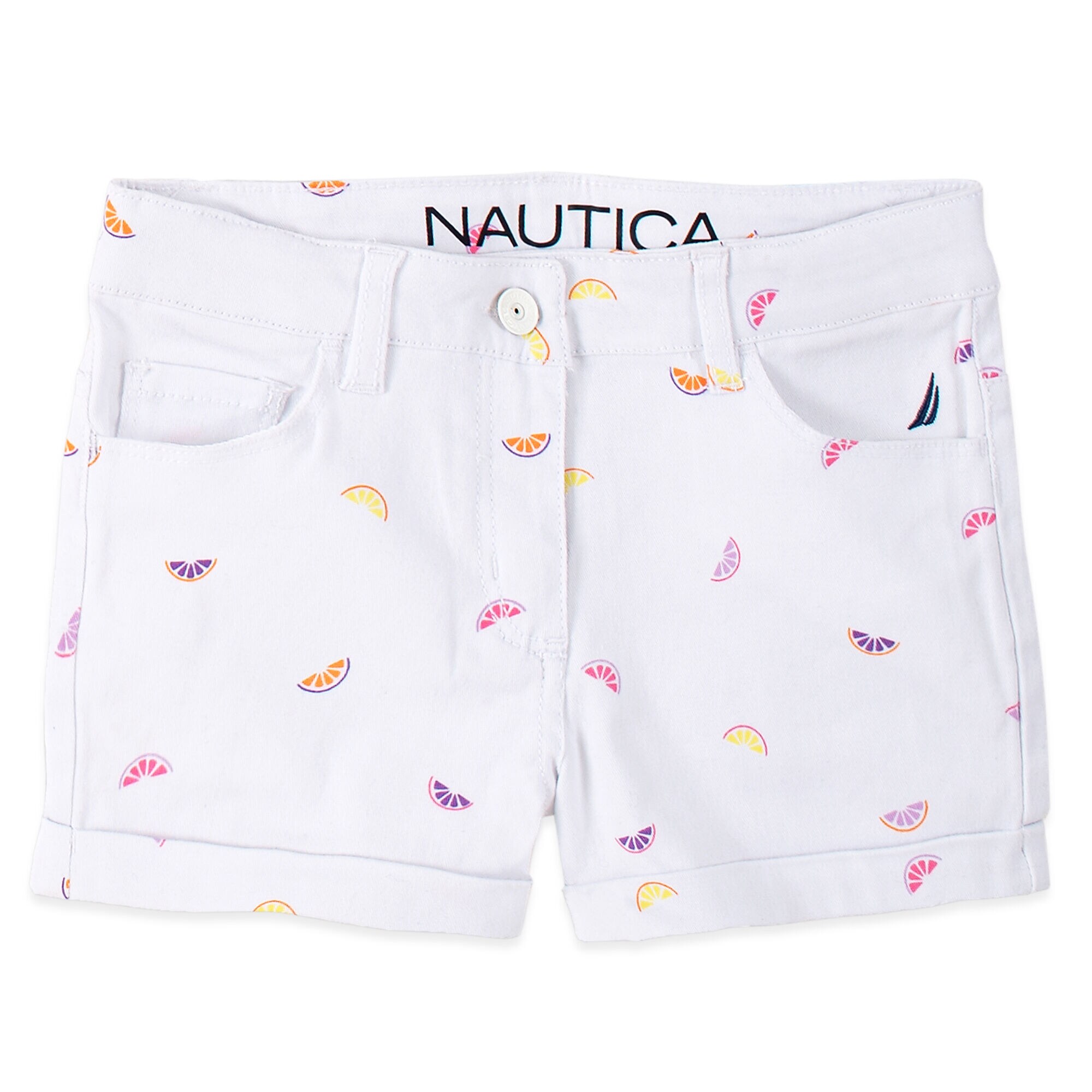 LITTLE GIRLS' FRUIT PRINTED DENIM SHORTS (4-7),Antique White Wash,large