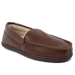 Faux-Fur-Lined Slipper,Brown Stone,large