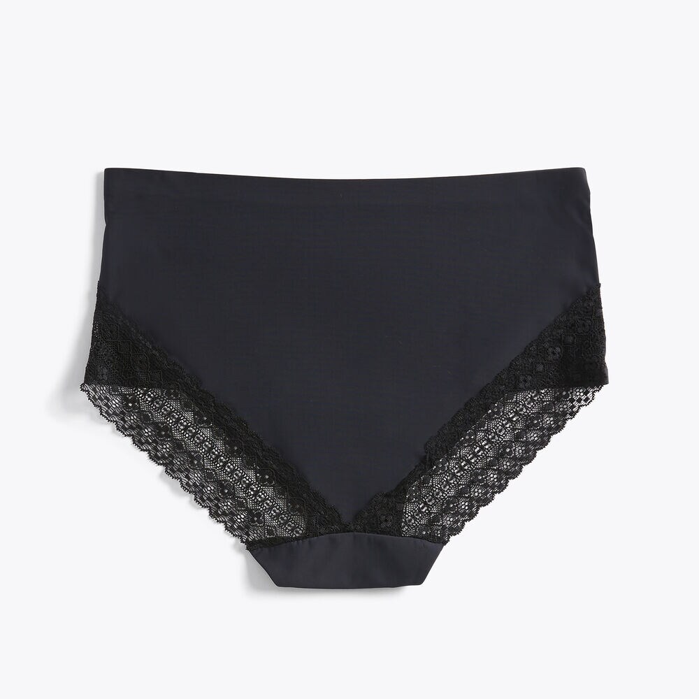 LACE-TRIMMED LASER-CUT BRIEF, 3-PACK,Black,large