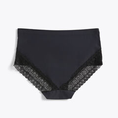 LACE-TRIMMED LASER-CUT BRIEF, 3-PACK,Black,large