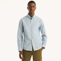Slim Fit Wrinkle-Resistant Striped Shirt,Riviera Blue,large