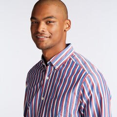 CLASSIC FIT POPLIN SHIRT IN VERTICAL STRIPE,Limoges,large