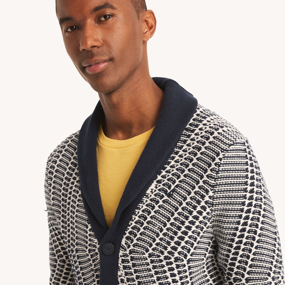 Textured Cardigan,Navy,large
