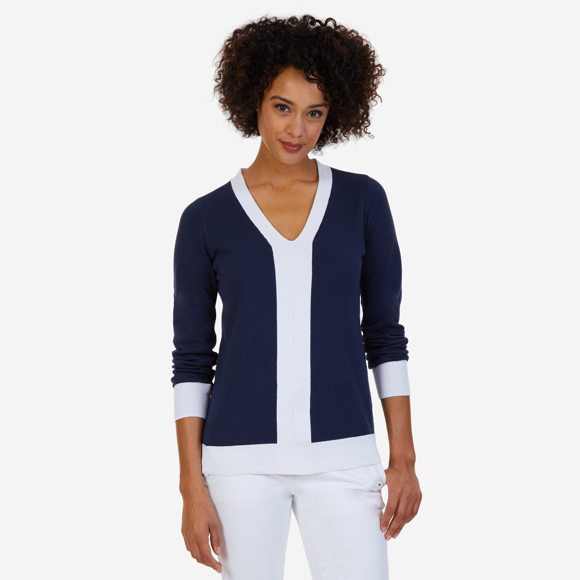 V-Neck Sweater,Stellar Blue Heather,large