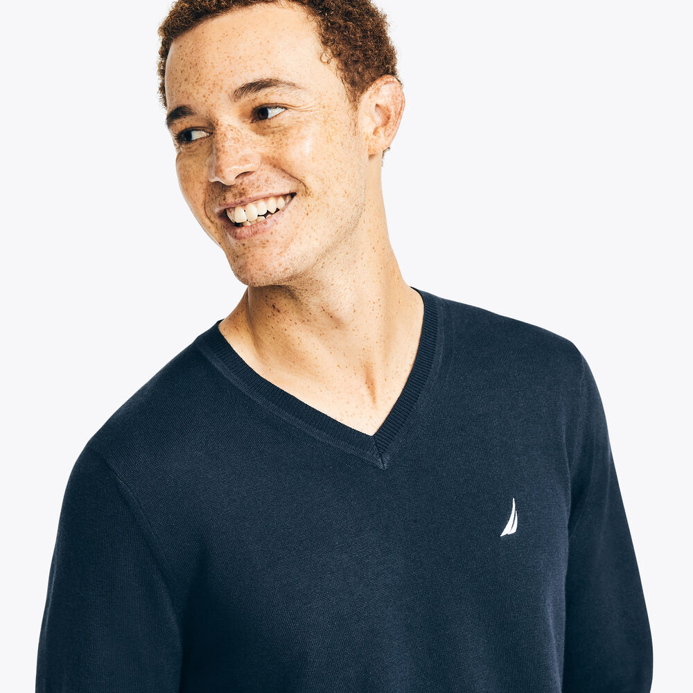 NAVTECH V-NECK SWEATER,Navy,large