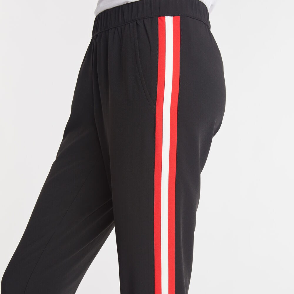 STRIPE SIDE PULL ON PANTS ,True Black,large