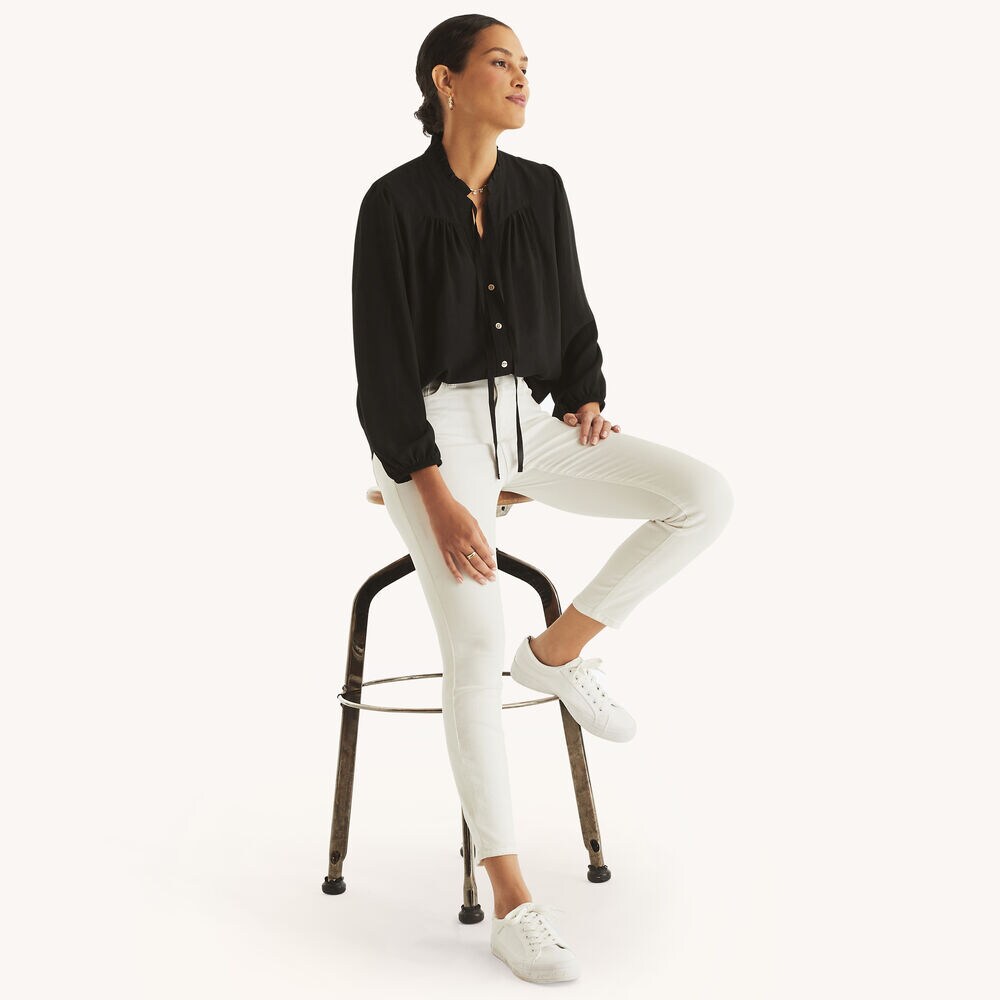 Tie-Front Shirt,True Black,large