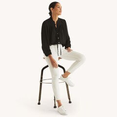 Tie-Front Shirt,True Black,large