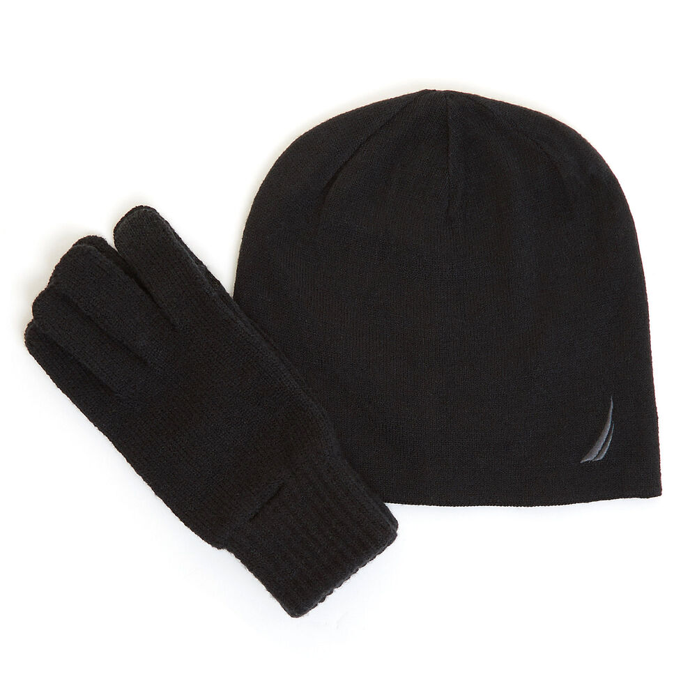 Hat & Gloves Gift Set,Black,large