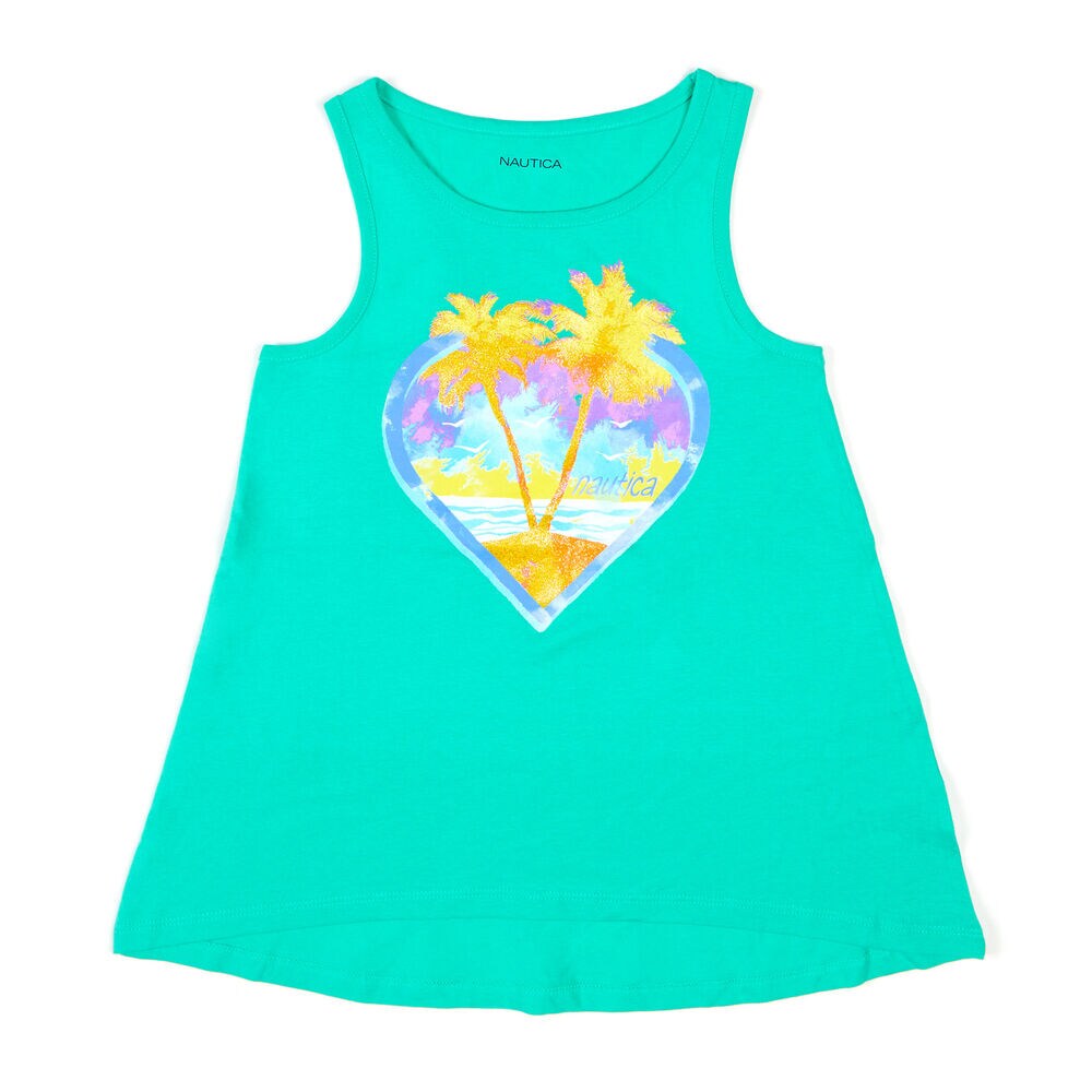 Little Girls' Palm Heart Tank (4-6X),Green,large