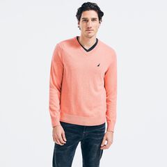 NAVTECH V-NECK SWEATER,Flare Orange,large