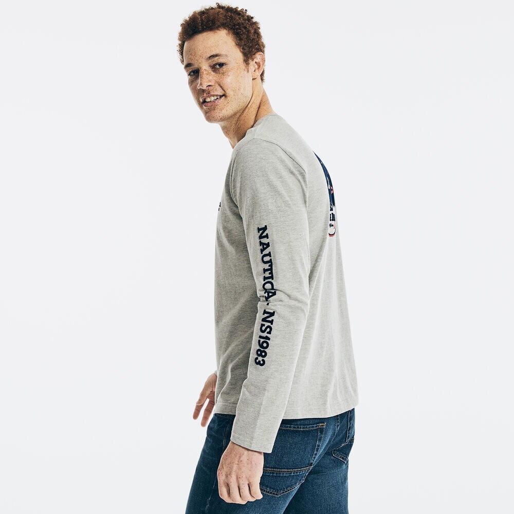LIGHTHOUSE GRAPHIC LONG SLEEVE T-SHIRT,Grey Heather,large