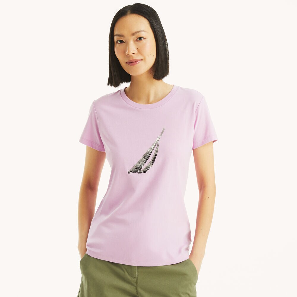 Sequin Gradient Graphic T-Shirt,Electric Purple,large