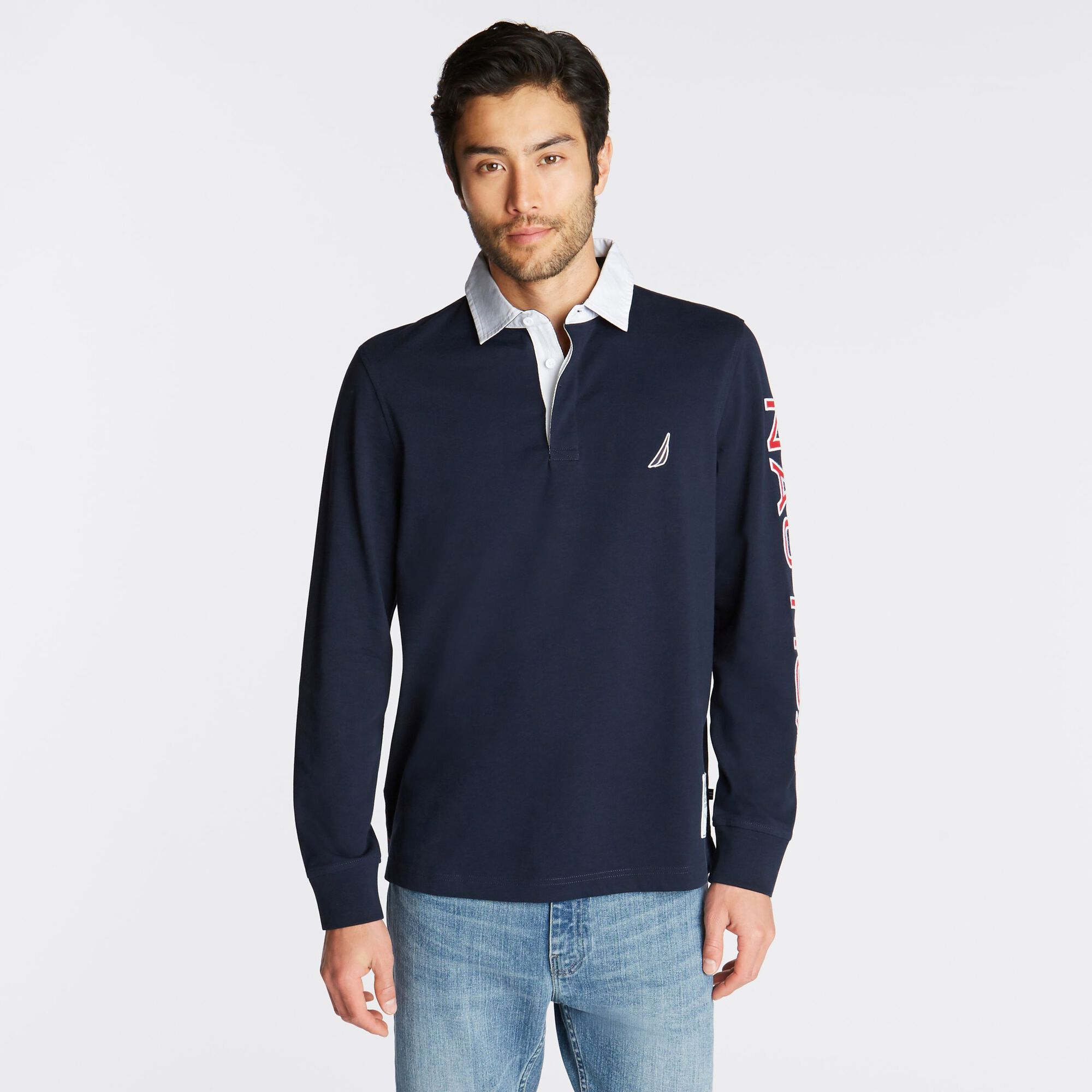BIG & TALL LOGO RUGBY POLO SHIRT,Navy,large