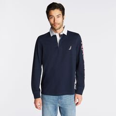 BIG & TALL LOGO RUGBY POLO SHIRT,Navy,large