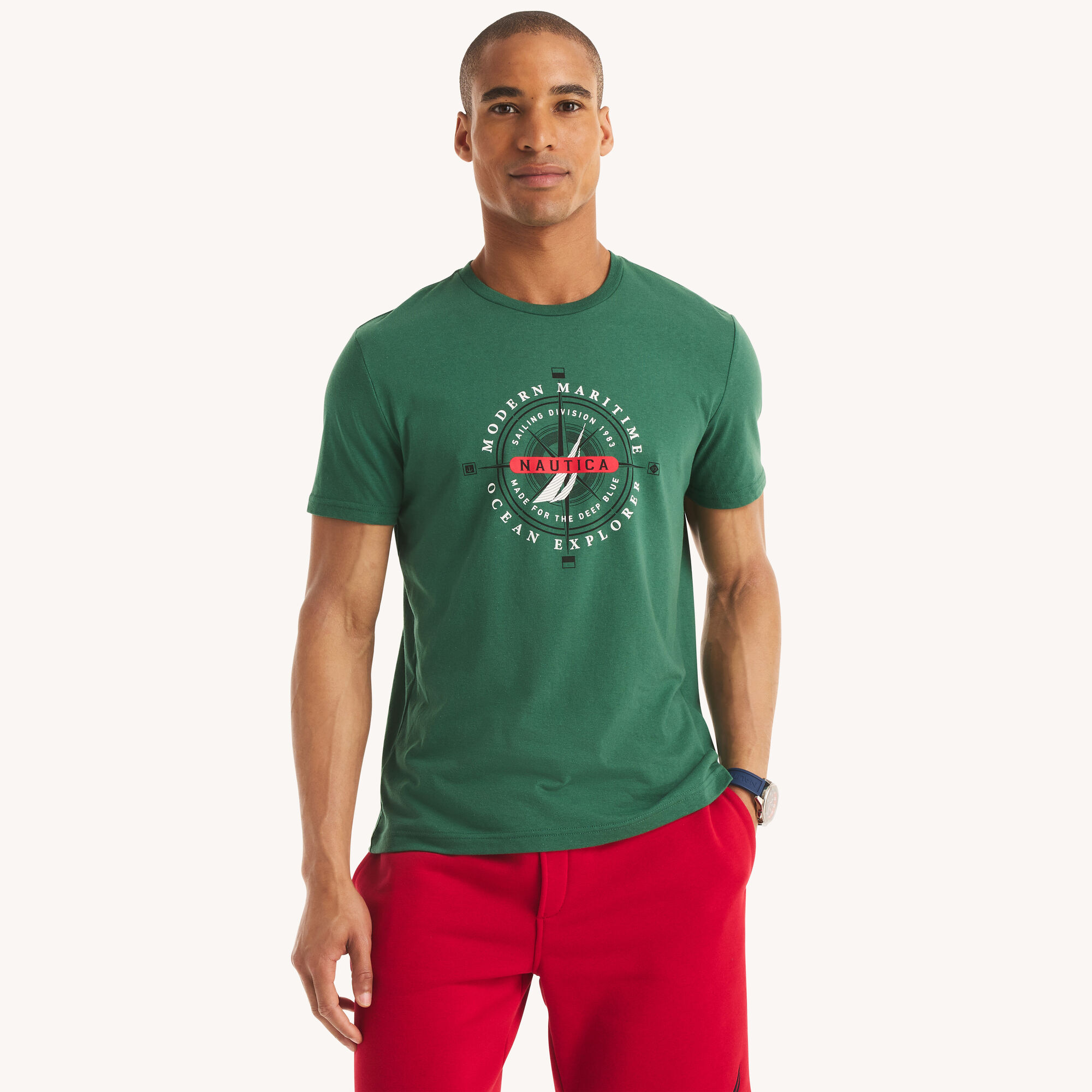 MODERN MARITIME GRAPHIC T-SHIRT,Army Green,large