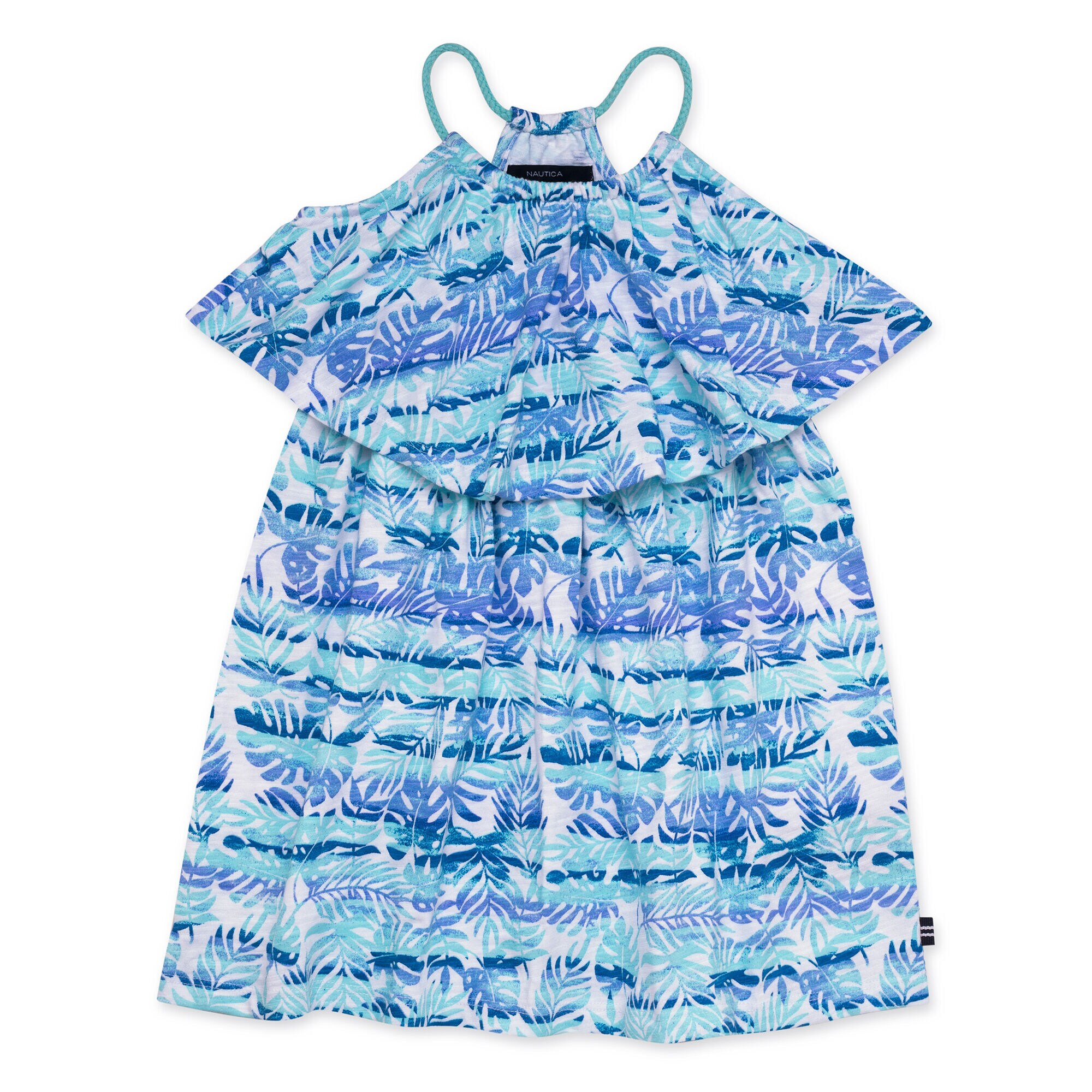 GIRLS' JERSEY DRESS IN WATERCOLOR STRIPE,Clear Sky Blue,large